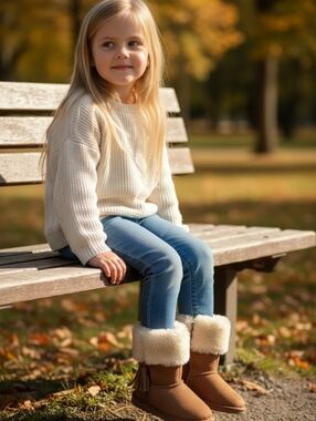 Makalu Warm Brown Kids Boots with Plush Lining Sz 5